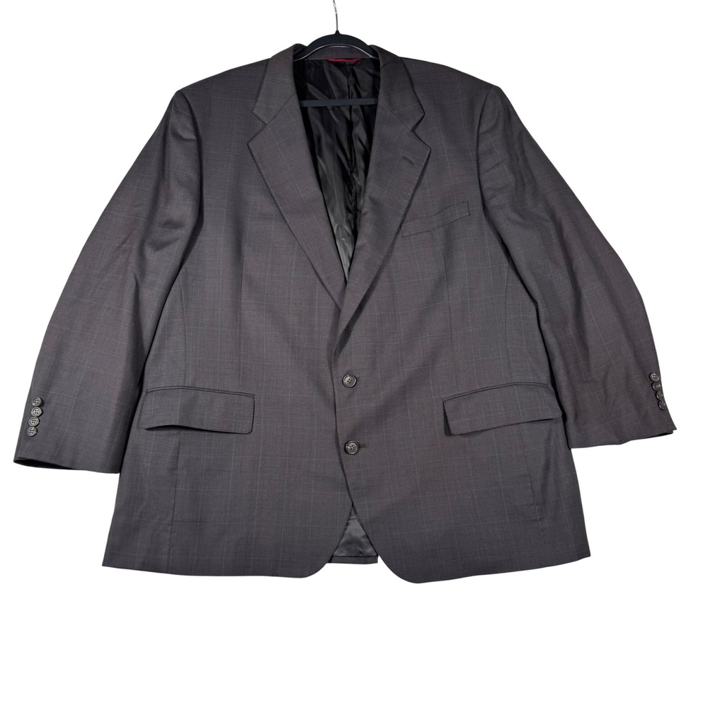 Jos. A. Bank Premier Collection Mens 52L Grey Glen Plaid 100% Wool Blazer Jacket